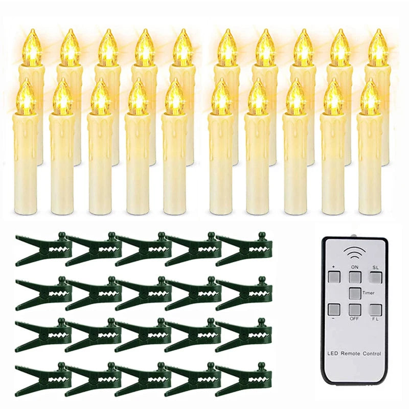 Battery Operated Candles with Clips for Christmas Trees Flickering LED Cordless Lights - Image 7