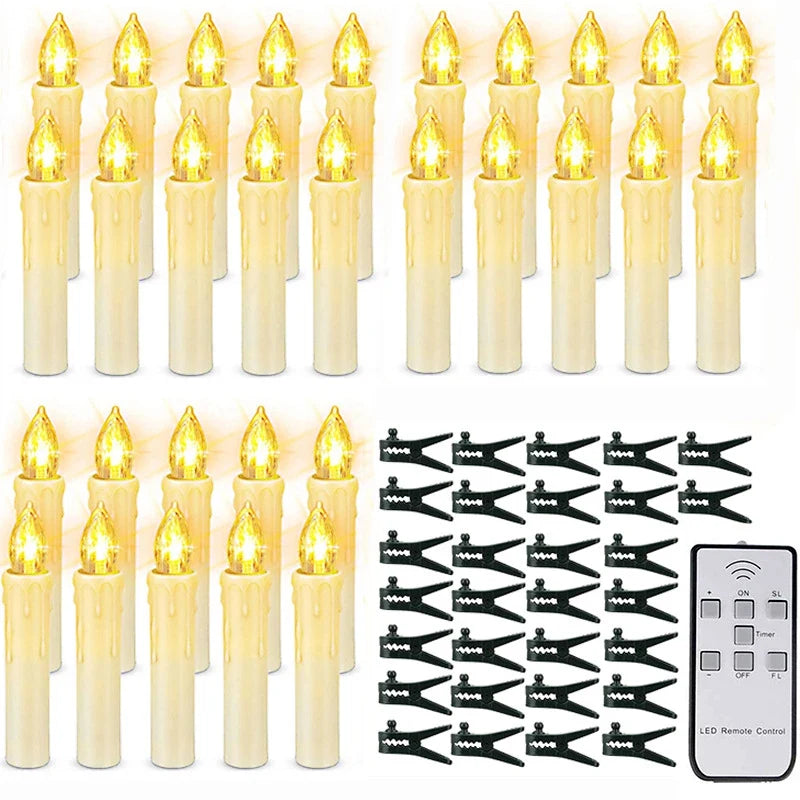 Battery Operated Candles with Clips for Christmas Trees Flickering LED Cordless Lights - Image 8