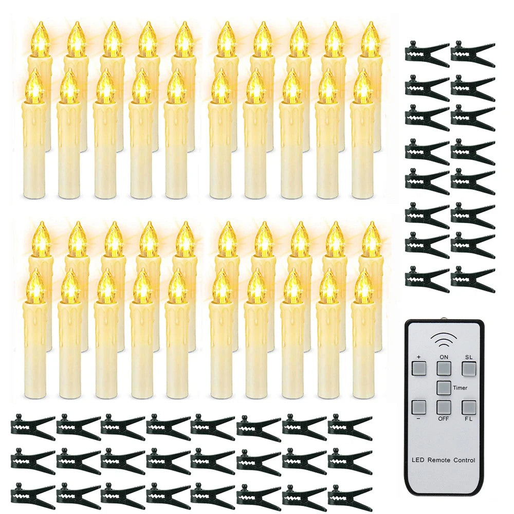 Battery Operated Candles with Clips for Christmas Trees Flickering LED Cordless Lights - Image 9