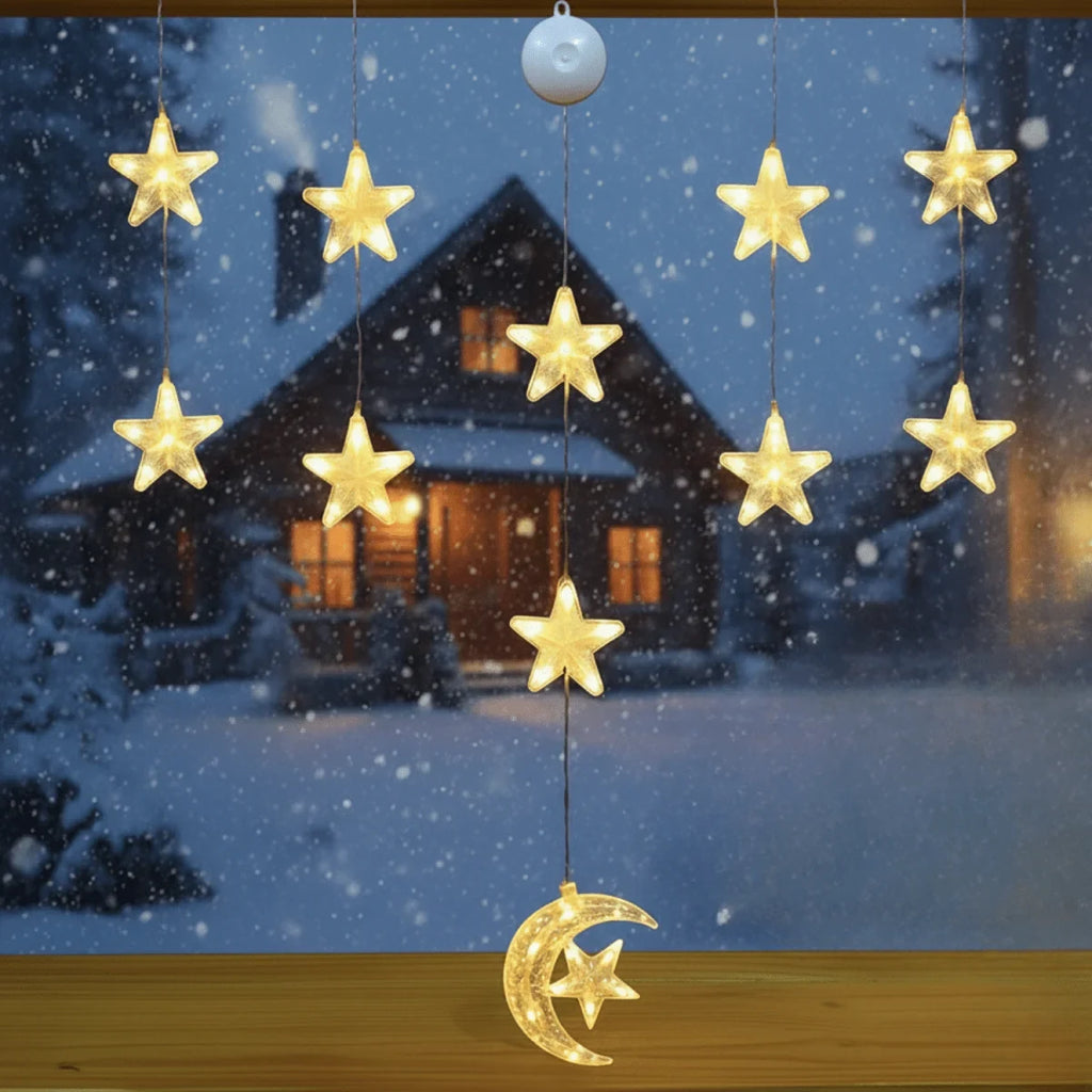 Battery Operated Christmas Lights with Suction Cup for Window Glass and Mirrors - Image 1