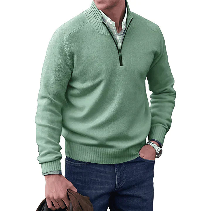 Men’s Quarter Zip Jumper Regular Fit Cold-Weather Top