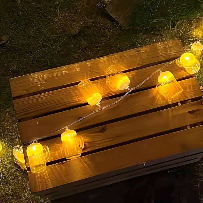 Beer Mug String Lights with Warm White LED Battery Operated Fairy for Oktoberfest Party Décor - Image 3