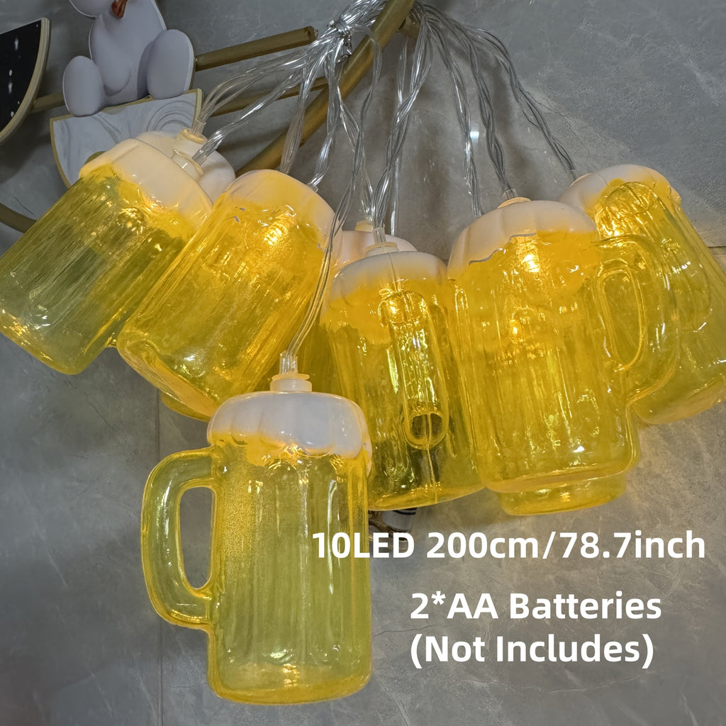 Beer Mug String Lights with Warm White LED Battery Operated Fairy for Oktoberfest Party Décor - Image 6