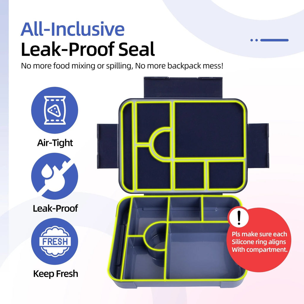 Bento Lunch Box Leak Proof Compartments Cutlery Sauce Container Portable Microwave Safe - Image 5