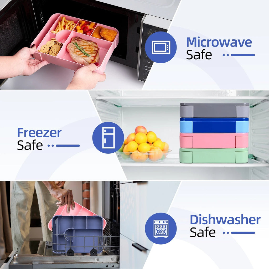 Bento Lunch Box Leak Proof Compartments Cutlery Sauce Container Portable Microwave Safe - Image 6