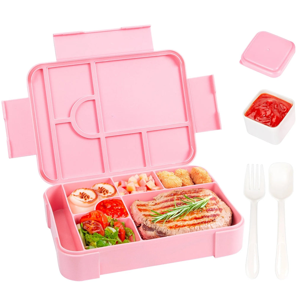 Bento Lunch Box Leak Proof Compartments Cutlery Sauce Container Portable Microwave Safe - Image 8