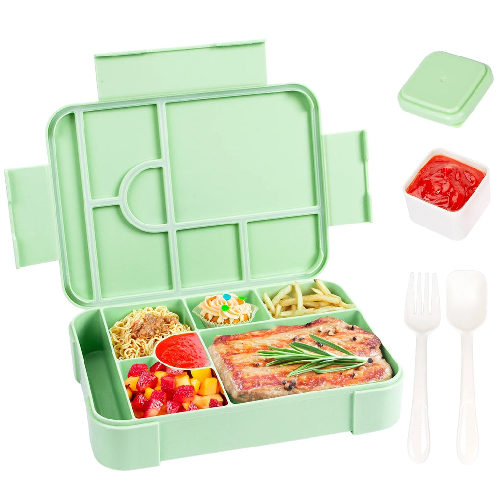 Bento Lunch Box Leak Proof Compartments Cutlery Sauce Container Portable Microwave Safe - Image 9