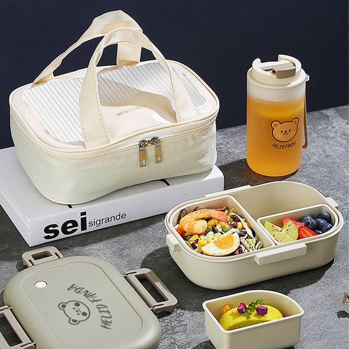 Bento Lunch Box Leak Proof Removable Compartments Snap Lock Portable Microwave Safe - Image 1