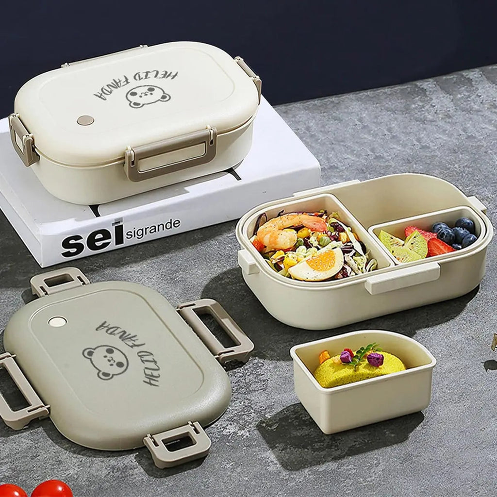 Bento Lunch Box Leak Proof Removable Compartments Snap Lock Portable Microwave Safe - Image 3