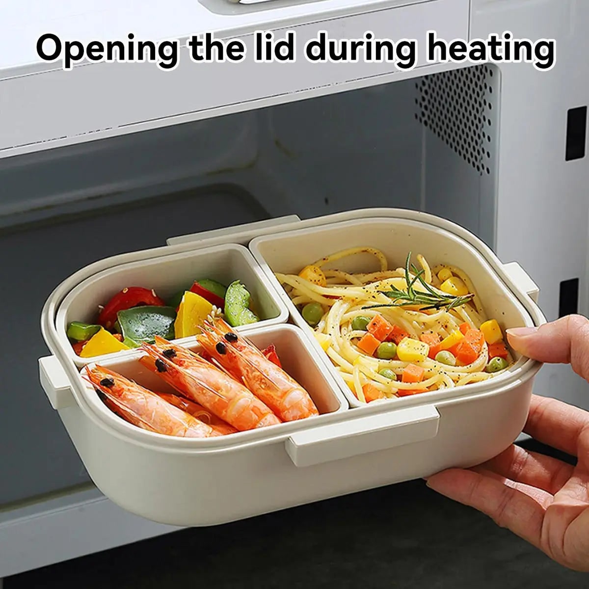Bento Lunch Box Leak Proof Removable Compartments Snap Lock Portable Microwave Safe - Image 4