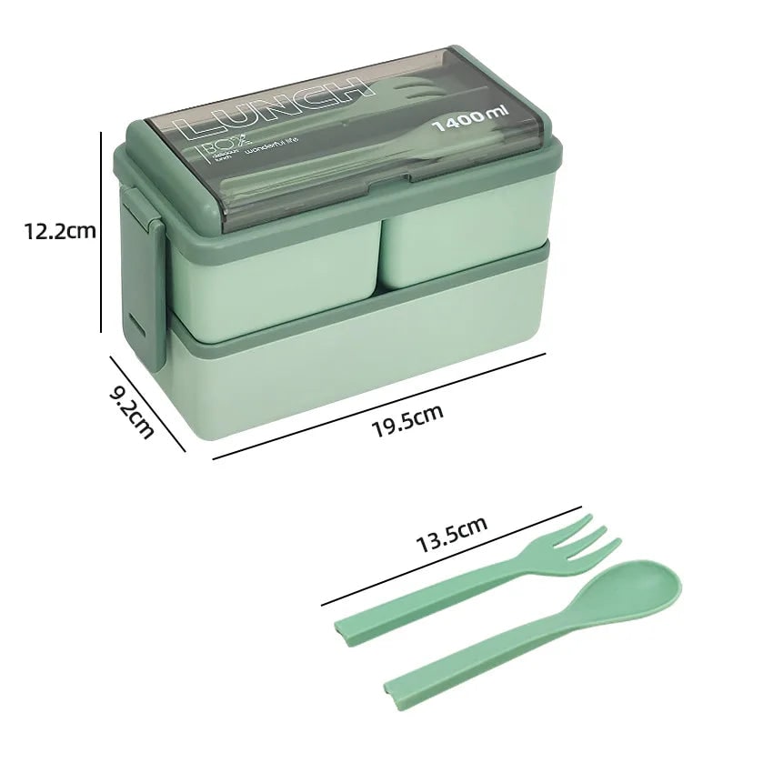 Bento Lunch Box Portable 2 Layer Compartments Cutlery Lockable Travel - Image 10
