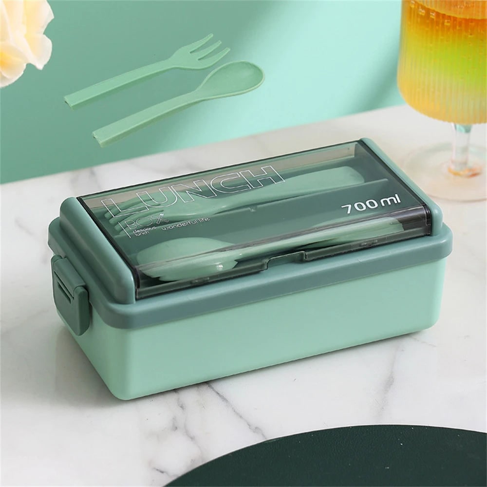 Bento Lunch Box Portable 2 Layer Compartments Cutlery Lockable Travel - Image 11
