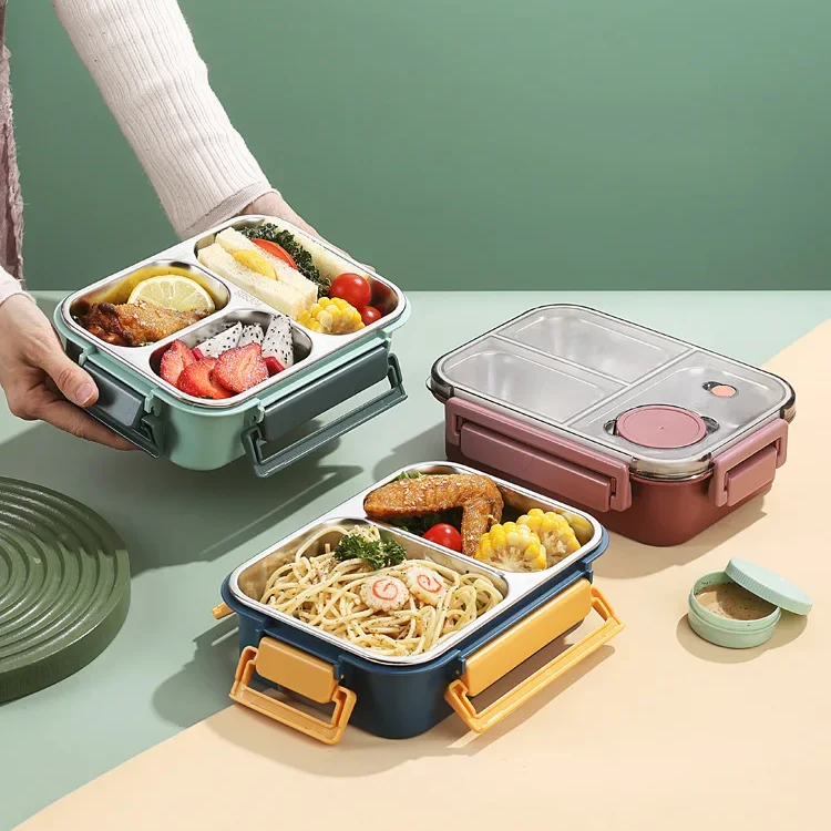 Bento Lunch Box with Stainless Steel Compartments Leak Proof and Portable - Image 8