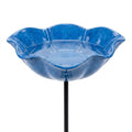 Bird Bath Flower-Shaped Ceramic with Metal Ground Stake for Garden Décor - Image 3