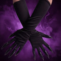 Black Elbow Length Claw Gloves for Halloween Witch Costume - Image 1