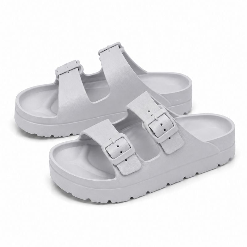 Black Platform Orthopedic Slide Sandals with Cushioned Eva Foam and Adjustable Buckles - Image 10