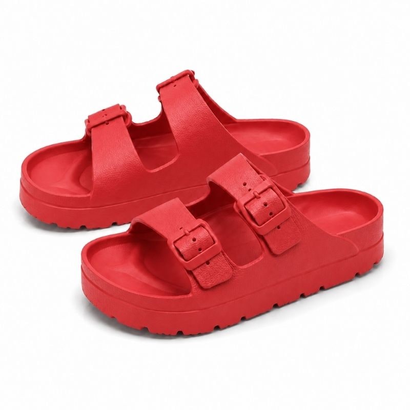 Black Platform Orthopedic Slide Sandals with Cushioned Eva Foam and Adjustable Buckles - Image 12