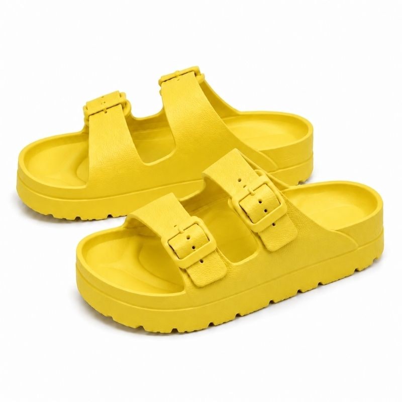 Black Platform Orthopedic Slide Sandals with Cushioned Eva Foam and Adjustable Buckles - Image 13
