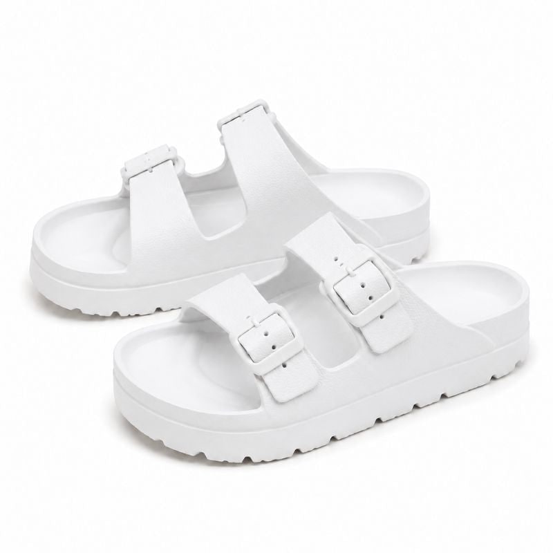 Black Platform Orthopedic Slide Sandals with Cushioned Eva Foam and Adjustable Buckles - Image 8
