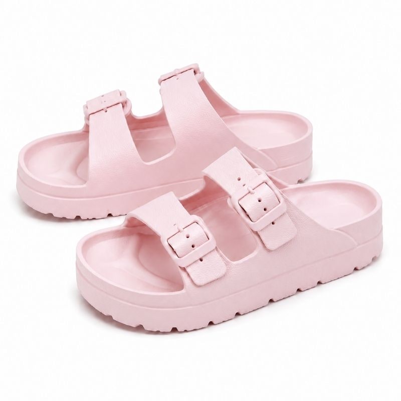Black Platform Orthopedic Slide Sandals with Cushioned Eva Foam and Adjustable Buckles - Image 9