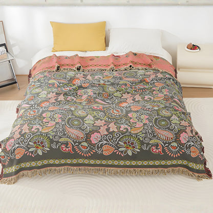 Bohemian Reversible Sofa & Bed Throw Vibrant Autumn Leaf Design