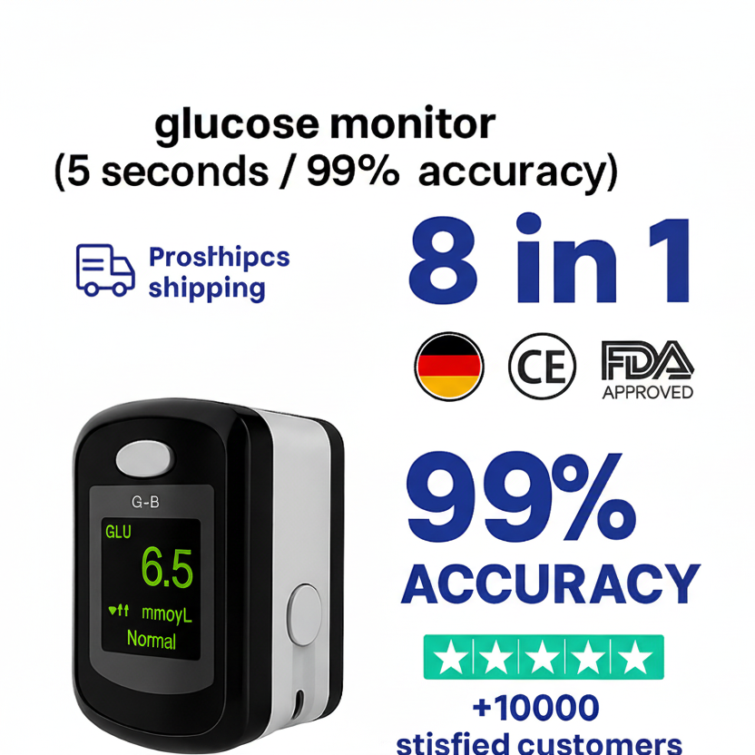Blood Glucose Monitor Non Invasive Fingertip Portable Digital Display No Needles - Image 1