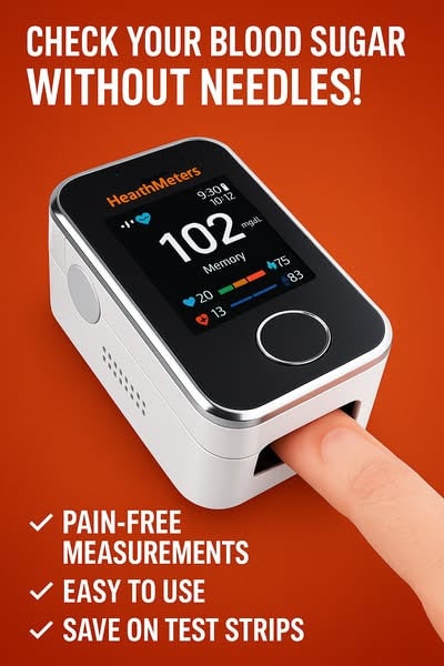 Blood Glucose Monitor Non Invasive Fingertip Portable Digital Display No Needles - Image 2