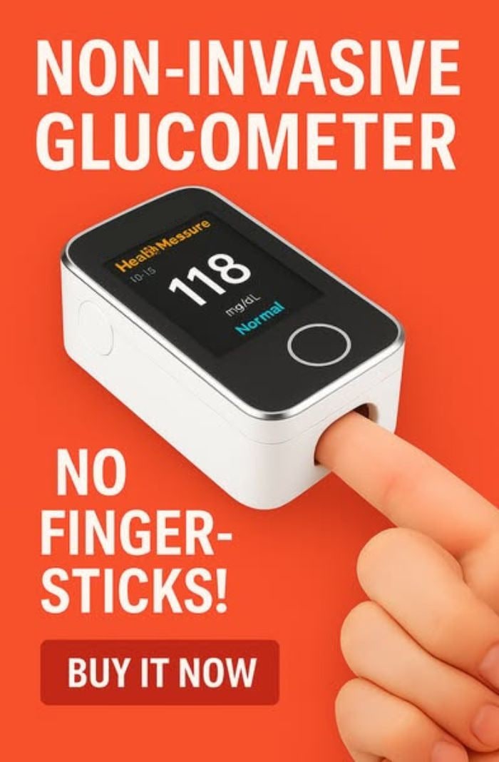 Blood Glucose Monitor Non Invasive Fingertip Portable Digital Display No Needles - Image 3