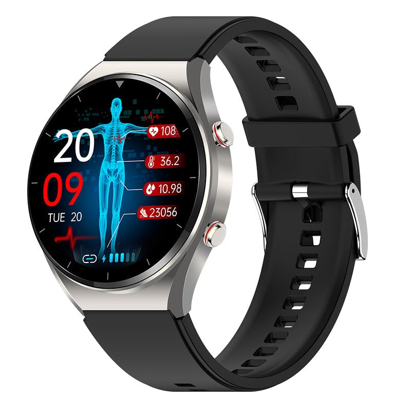 Blood Pressure Smartwatch Heart Rate Monitor Round Face Health Tracking Adjustable Ecg - Image 12