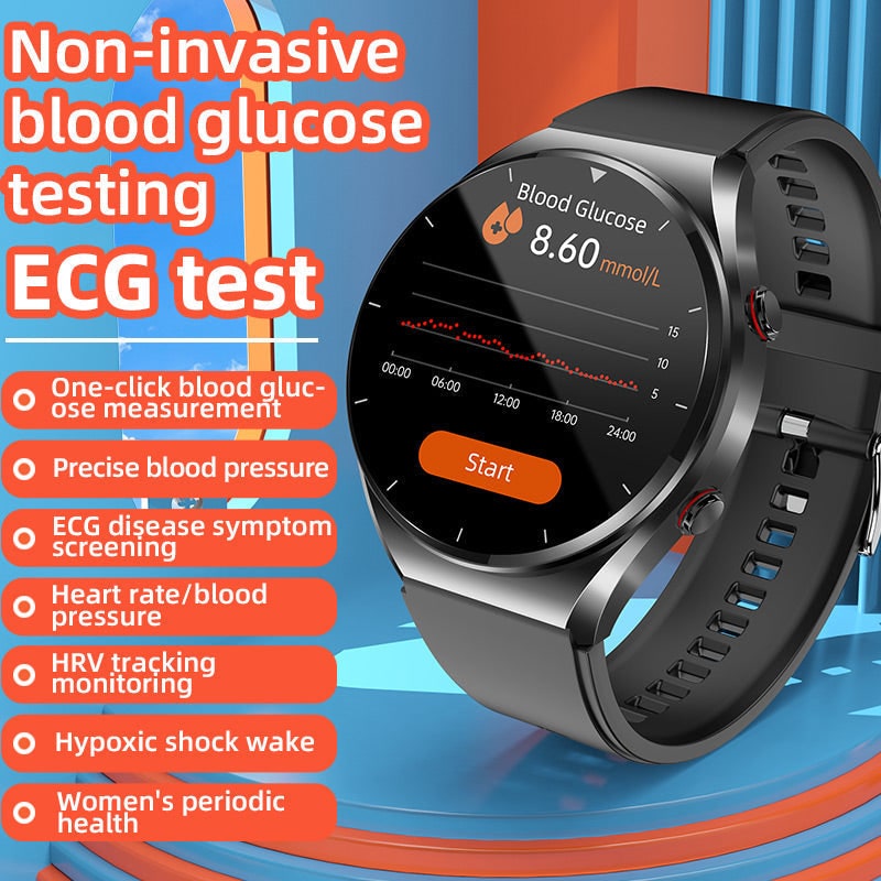 Blood Pressure Smartwatch Heart Rate Monitor Round Face Health Tracking Adjustable Ecg - Image 5