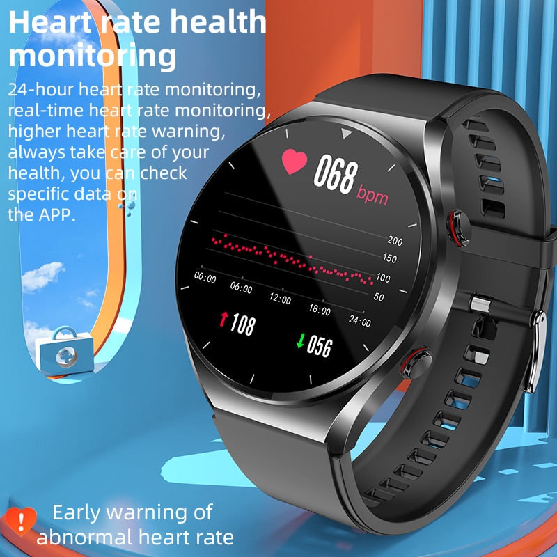 Blood Pressure Smartwatch Heart Rate Monitor Round Face Health Tracking Adjustable Ecg - Image 7