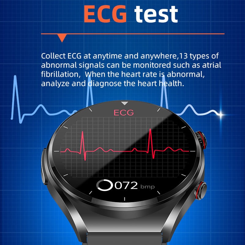 Blood Pressure Smartwatch Heart Rate Monitor Round Face Health Tracking Adjustable Ecg - Image 8