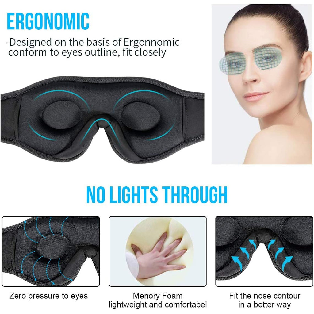 Bluetooth Sleep Mask with Silk and Weighted Design Built-In Headphones and 3D Memory Foam for Eyes - Image 4