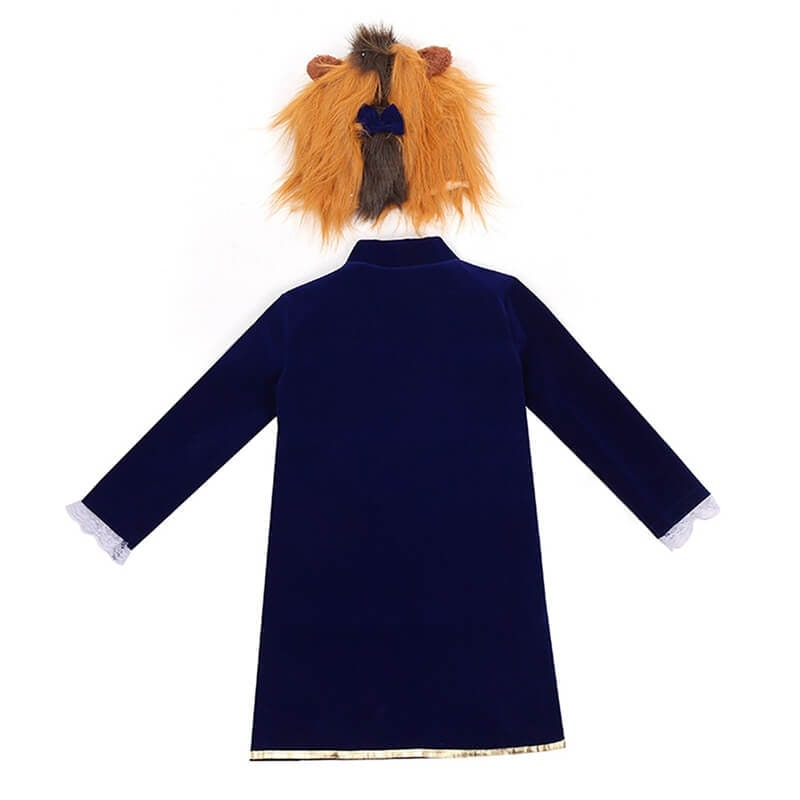 Boys' Halloween Beauty and beast mutant Costume with Velvet Jacket and Faux Fur Hood - Image 4