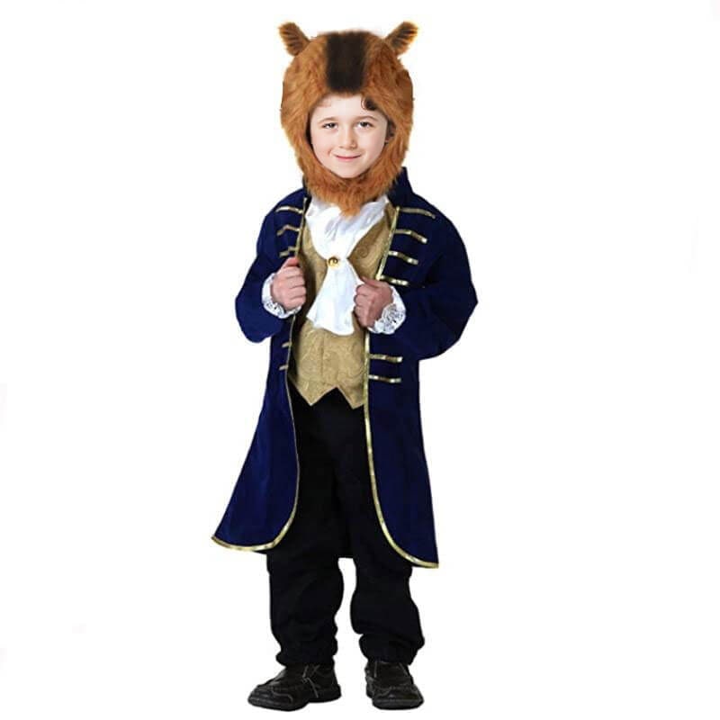 Boys' Halloween Beauty and beast mutant Costume with Velvet Jacket and Faux Fur Hood - Image 8