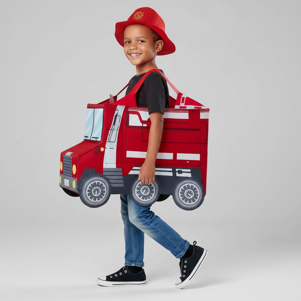 Boys' Halloween Firefighter Costume and Outfit with Reflective Stripes Fire Chief Badge for Dress Up - Image 7