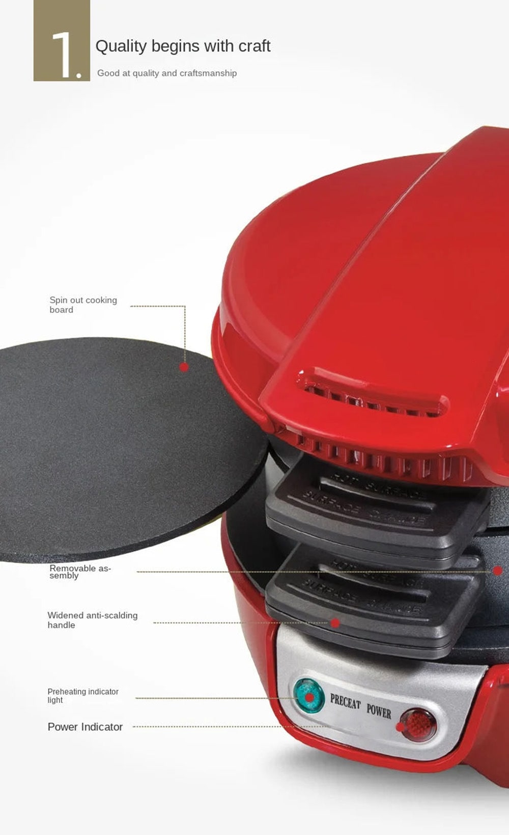 Breakfast Sandwich Maker and Panini Press Machine with Non-Stick Plates and Egg - Image 14
