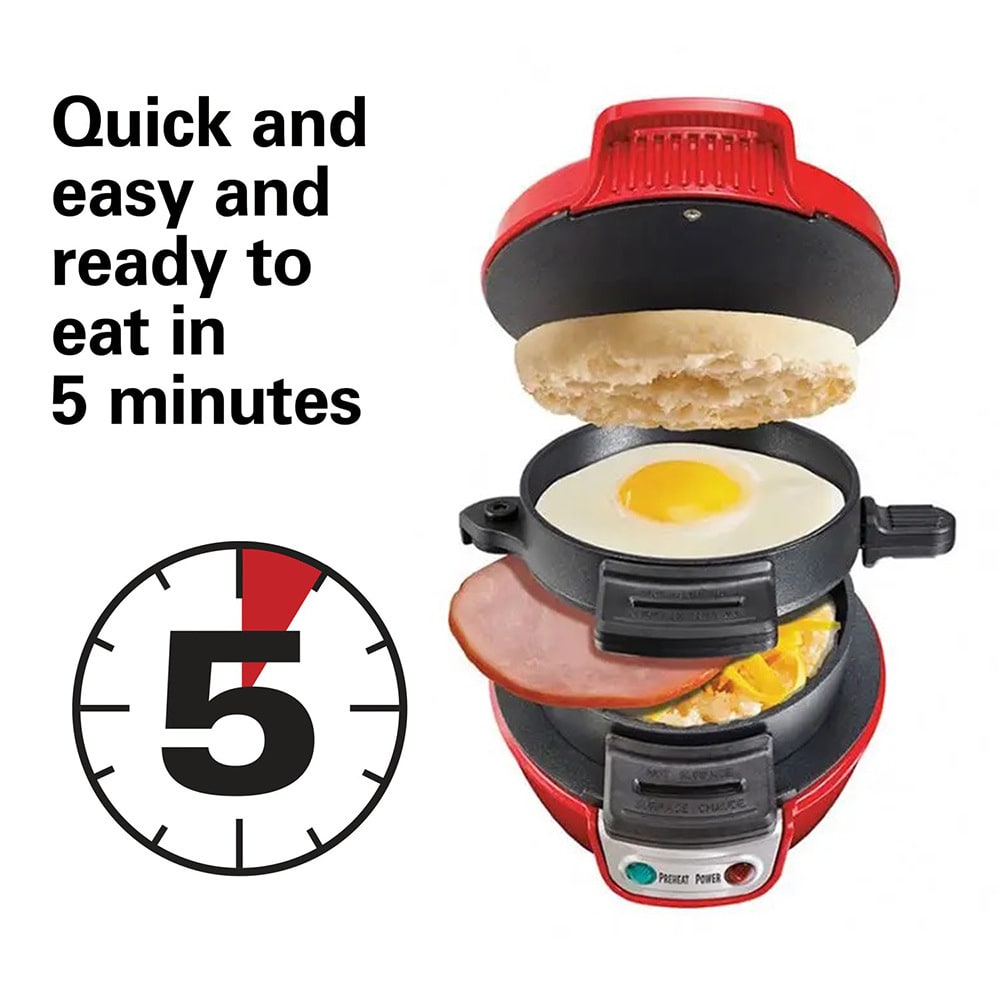 Breakfast Sandwich Maker and Panini Press Machine with Non-Stick Plates and Egg - Image 16