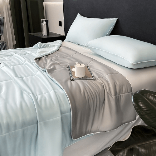 Breathable Cooling Blanket Comforter Summer Lightweight Reversible Quilted Fabric - Image 1