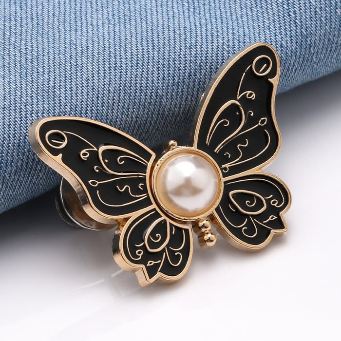 Button Pin for Pants Waist Tightener with Butterfly Design and No Sew Installation - Image 1