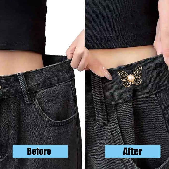 Button Pin for Pants Waist Tightener with Butterfly Design and No Sew Installation - Image 13