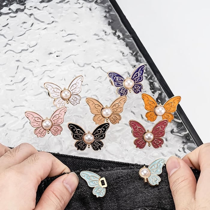 Button Pin for Pants Waist Tightener with Butterfly Design and No Sew Installation - Image 14