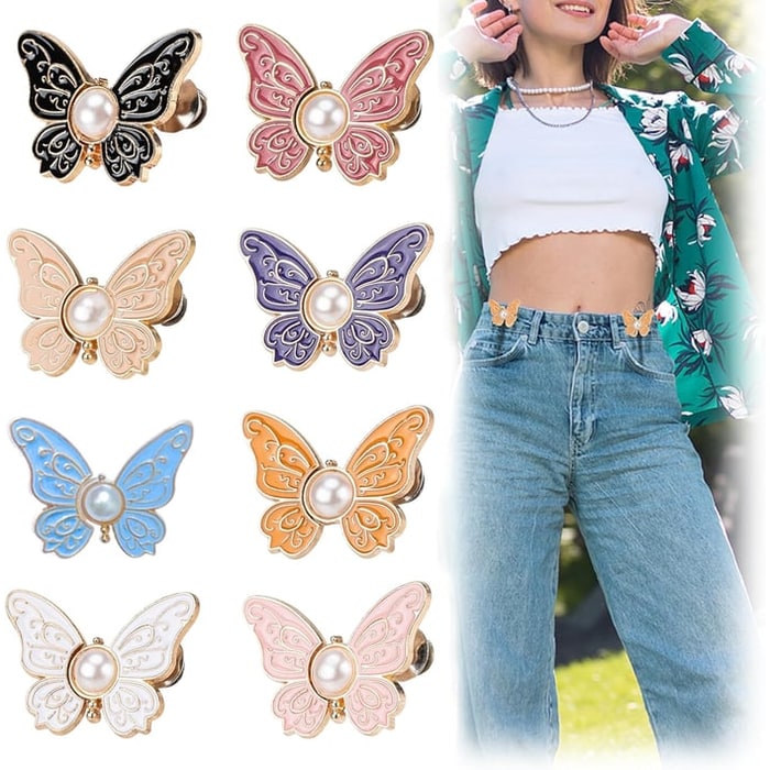 Button Pin for Pants Waist Tightener with Butterfly Design and No Sew Installation - Image 8