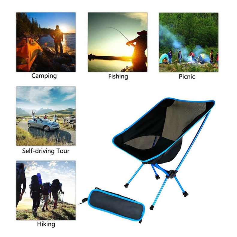 Camping Chair Folding Outdoor with Aluminum Frame and Breathable Mesh Portable Beach Lounge Seat - Image 1