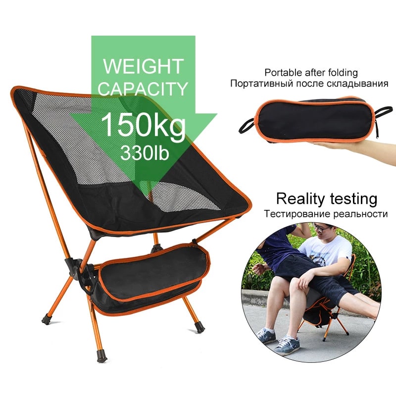 Camping Chair Folding Outdoor with Aluminum Frame and Breathable Mesh Portable Beach Lounge Seat - Image 14