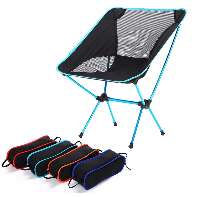 Camping Chair Folding Outdoor with Aluminum Frame and Breathable Mesh Portable Beach Lounge Seat - Image 4
