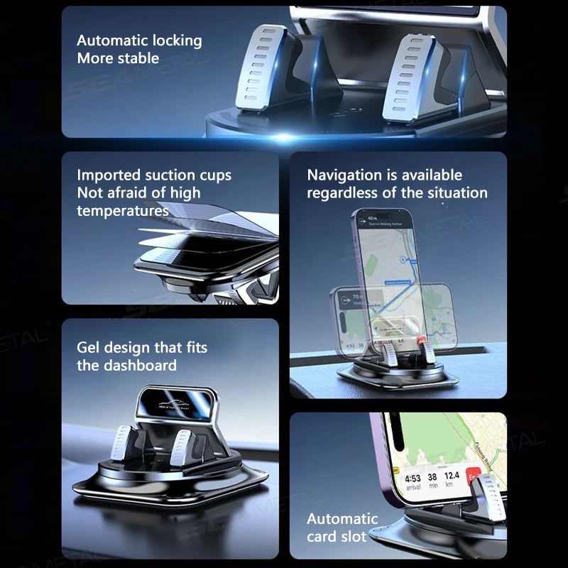 Car Phone Mount with 360 Degree Rotation Dashboard Suction Cup Holder Universal Fit - Image 4