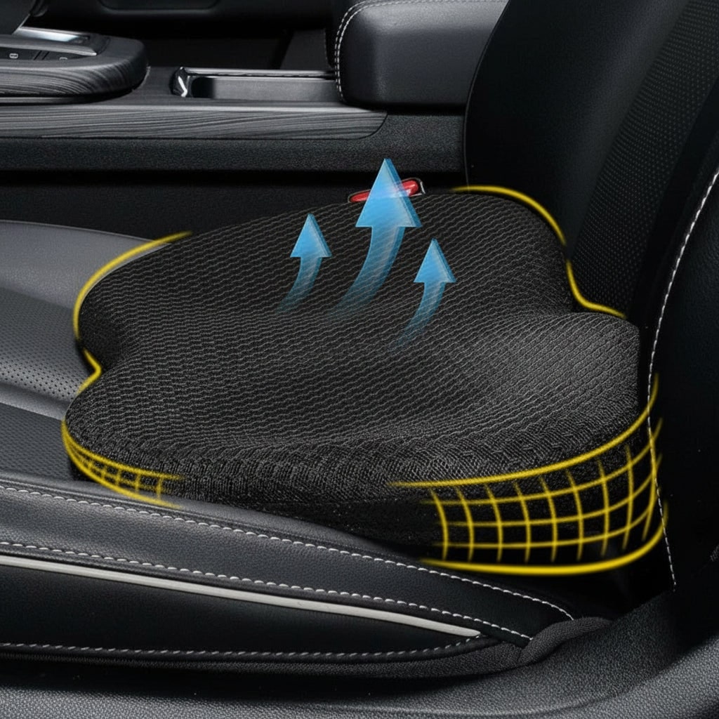 Car Seat Cushion Booster with Contoured Ergonomic Design and Breathable Mesh Cover - Image 1