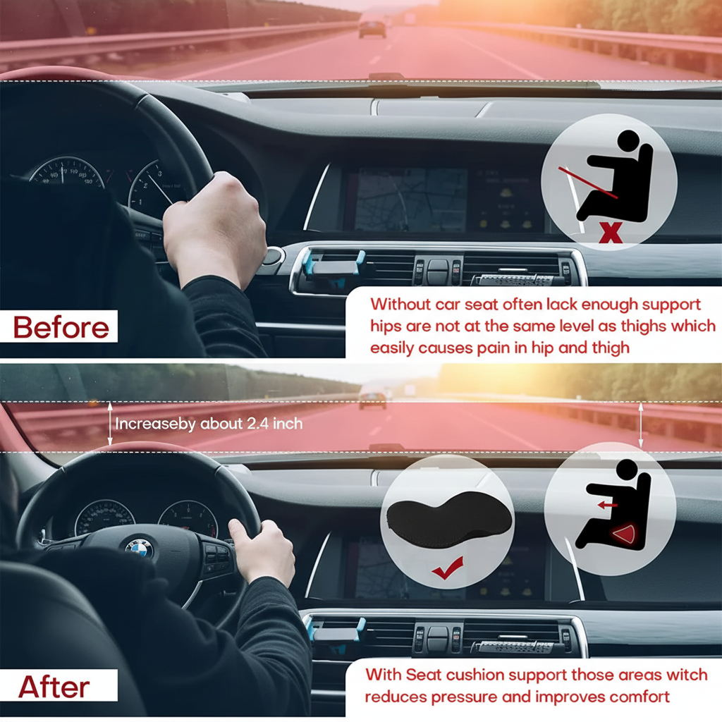 Car Seat Cushion Booster with Contoured Ergonomic Design and Breathable Mesh Cover - Image 10