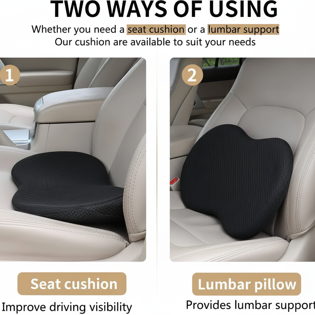 Car Seat Cushion Booster with Contoured Ergonomic Design and Breathable Mesh Cover - Image 5